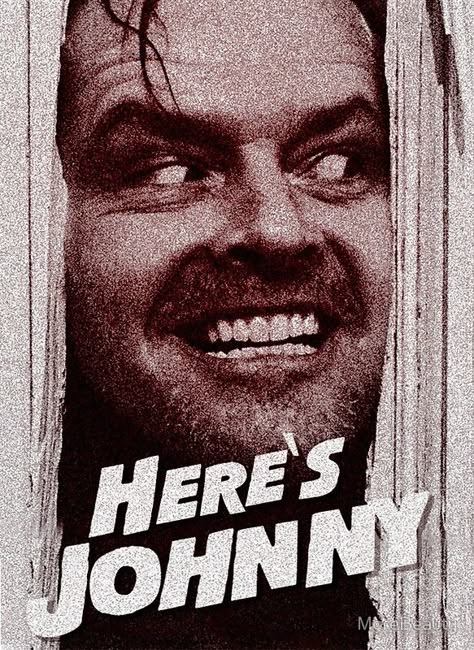 Only work and no play makes Jack a dull boy. The Shining. Jack Nickelson on a t-shirt Here's Johnny The Shining, Here Comes Johnny, The Shining Jack, Classic Horror Movies Posters, Here's Johnny, Black And White Movie, Horror Posters, Horror Movie Art, Horror House