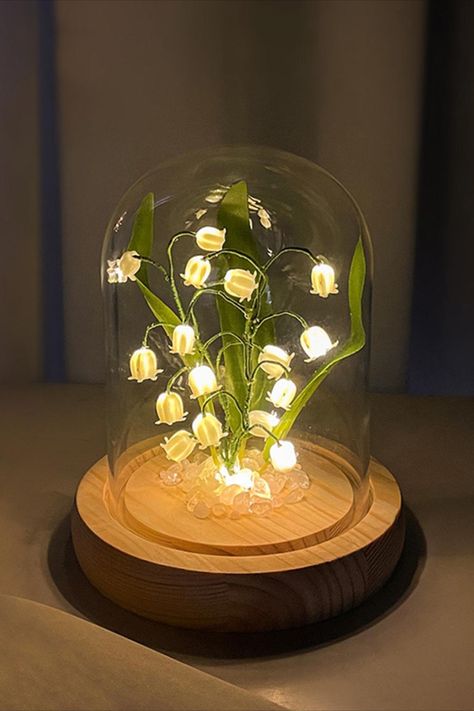 🤩Natural beauty to your room with the Lily of The Valley Flowers Night Light! 😍With its delicate and detailed design, this night light will bring a calming ambiance to any space. 🥰Perfect for nature-lovers or as a unique and thoughtful gift. Lily Of The Valley Bedroom, Lily Of The Valley Light, Lily Of The Valley Room Decor, Lilly Of The Valley Lamp, Lily Of The Valley Decor, Lily Of The Valley Lamp, Collage Dorm Room, Accent Wall Ideas, Lily Of The Valley Flowers