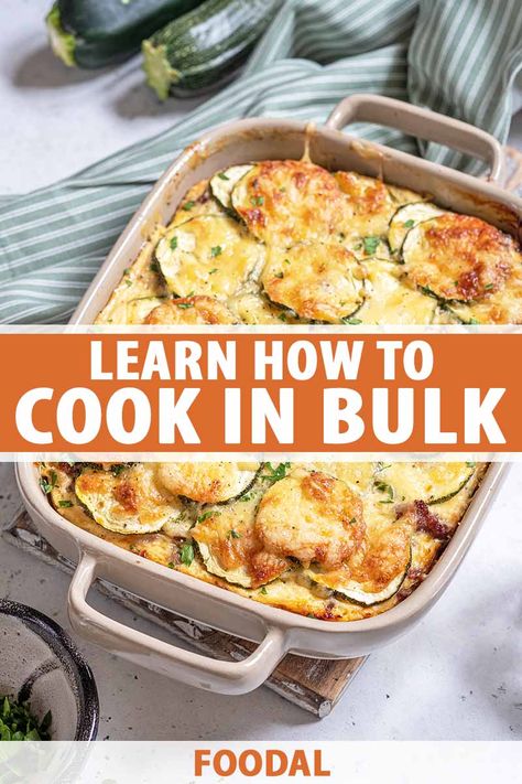 Looking for an easy way to prep meals for the week? Cooking meals in bulk can help to save time and money. Plus, it’s easier to eat healthy when you have pre-portioned meals ready to go at all times. Learn how to cook in bulk, plus tips, tools, and recipe ideas to make the process easier. #mealprep #cookingtips #foodal Meals In Bulk, Prep Meals For The Week, Family Meal Prep, Bulk Cooking, Cooking Meals, Prep Meals, Bulk Food, Cooking Prep, Batch Cooking