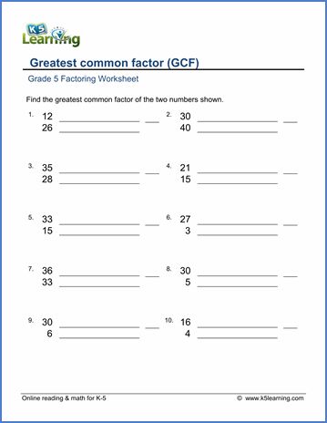 Gcf Worksheet For Grade 5, Common Factors Worksheet, Greatest Common Factor Worksheet, Hcf Worksheets For Grade 5, Lcm And Gcf, Greatest Common Factor, Complementary Angles, 5th Grade Worksheets, Greatest Common Factors