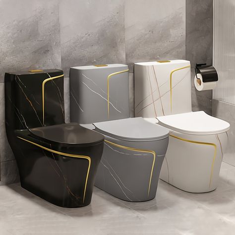 Inodoro Negro Luxury One Piece Bathroom Ceramic Wc Water Closet Porcelain Gold Black Colored Toilets Bowl https://m.alibaba.com/product/1600253862673/Inodoro-Negro-Luxury-One-Piece-Bathroom.html?__sceneInfo={"cacheTime":"1800000","type":"appDetailShare"} Wc Black, Trending Bathroom Colors, Toto Bidet, Color Toilet, Colored Toilets, Grey Toilet, Bathroom Design Styles, Toto Washlet, Wc Design