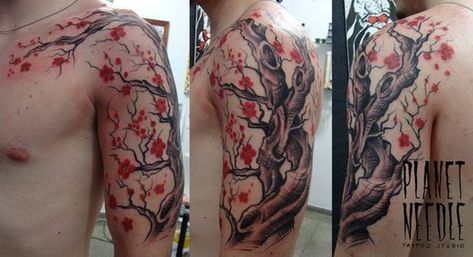 Top 10 Flower Tattoos for Men – EntertainmentMesh Cherry Blossom Tattoo Men, Tree Tattoo Chest, Cherry Tree Tattoos, Bonsai Tree Tattoos, Tree Sleeve Tattoo, Men Flower Tattoo, Cherry Blossom Tree Tattoo, Tree Tattoo Arm, Tattoo Homme