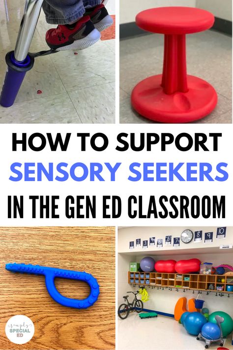 If you are looking for more ways to support sensory seekers in your school or special education classroom, I’m here to help! There are a lot of ideas for sensory seekers in the classroom. Always consult with your occupational therapist to get their expert advice as well. I love to include alternate seating in the classroom, sensory choice boards, calming ideas for kids, tactile sensory tools, sensory rooms in schools, sensory paths for schools, and much more! Sensory Supports For The Classroom, Sensory Strategies For The Classroom, Sensory Room In School, Sensory Output Activities, Sensory Path In Classroom, Sensory Tools For The Classroom, Sensory Choice Board, Sensory Breaks In Classroom, School Based Occupational Therapy Room