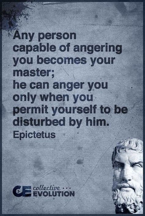 "Any person capable of angering you becomes your master; he can anger you only when you permit yourself to be disturbed by him." -- Epictetus Quotes Greek, Motiverende Quotes, Philosophy Quotes, Quotable Quotes, A Quote, Wise Quotes, So True, Great Quotes, Wisdom Quotes