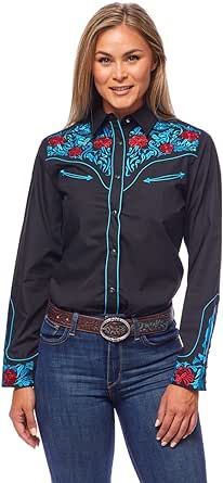 Rodeo Clothing Women’s Western Casual Button Down Shirt, Embroidered Cowgirl Country Outfit Shirts for Women Aztec Shirt, Country Outfit, Print Shirts Women, Embroidered Shirt Dress, Western Casual, Shirt Dress Pattern, Clothing Retail, Fitted Dress Shirts, Cow Girl