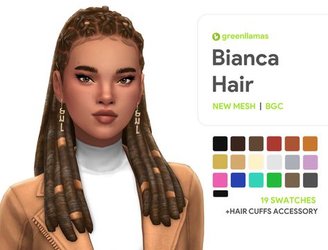 Bianca Hair - greenllamas | greenllamas on Patreon Sims 4 Cc Maxis Match Hair Dreadlocks, Greenllamas Sims 4 Hair, Ts4 Locs Hair Cc, Sims 4 Cc Avatar Skin, Sims 4 Cc Maxis Match Hair Black, Sims 4 Urban Cc Hair Maxis Match, Sims 4 Locks Hair, Poc Hair Sims 4 Cc, Avatar Cc Sims 4