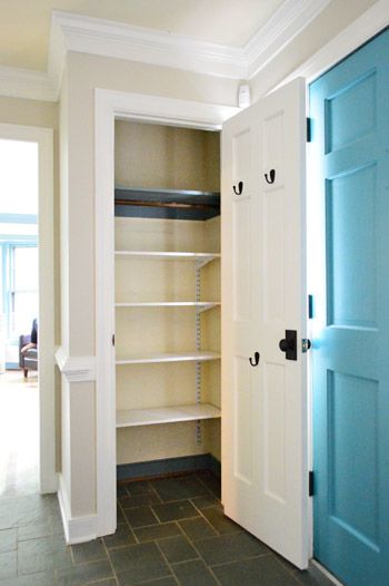 Converting An Extra Coat Closet Into Organized Toy Storage | Young House Love Toy Closet Organization, Coat Closet Storage, Small Closet Shelving, Coat Closet Ideas, Small Coat Closet, Toy Closet, Small Closet Organization Bedroom, Closet Small Bedroom, Coat Closet Organization