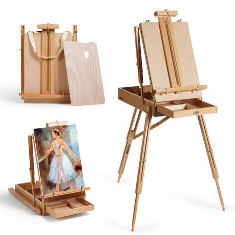 PRICES MAY VARY. 🎨Innovative and Versatile: Unveiling our Foldable Portable Beechwood Art Easel Field Easel, meticulously crafted for professionals, artists, and hobbyist painters. This multi-functional unit features an in-built storage box and an adjustable height and board inclination, facilitating both standing and seated painting. ✨Ergonomically Designed: The easel incorporates a labor-saving shoulder strap, ensuring easy transportation, making it the good companion for outdoor painting ses Easel For Painting, Art Supply Box, Table Sketch, Portable Easel, Outdoor Painting, Sketch Box, Easel Painting, Artist Easel, Art Easel