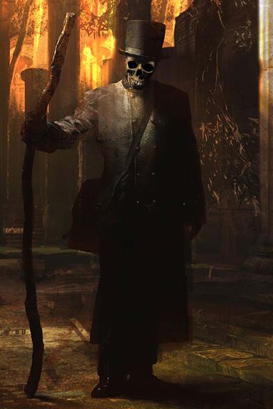 Baron Samedi Baron Samedi, Marie Laveau, Art Noir, A Skeleton, Halloween Props, A Stick, Grim Reaper, Skull Art, Halloween Art