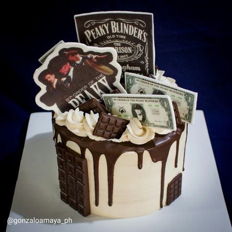 Peaky Blinders Birthday Cake, Peaky Blinders Cake Ideas, Peaky Blinders Birthday Theme, Peaky Blinders Theme, Chocolate Sculptures, 35th Birthday, Drip Cake, Pretty Birthday Cakes, Cillian Murphy