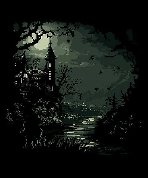 Dark fantasy pixel nightmare  by GlitchGrotesque | Redbubble Nightmare Realm, Twisted Tree, A Nightmare, The Unknown, Fantasy Landscape, Dark Fantasy, Surrealism, Castle, Wonder