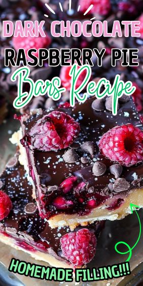 Dark Chocolate Raspberry Pie Bars Dark Chocolate Raspberry Pie Bars, Raspberry Pie Bars, Chocolate Raspberry Pie, Dark Chocolate Raspberry, Raspberry Bars, Chocolate Cake Recipe Moist, Raspberry Desserts, Oatmeal Cream Pies, Dark Chocolate Ganache