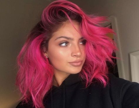 brown to hot pink The Big Pink Bleach London, Hairstylist Goals, Carrington Durham, Pink Balayage, Hot Pink Hair, Scene Girl, Ombré Hair, Hair Color Pink, Short Hair Color