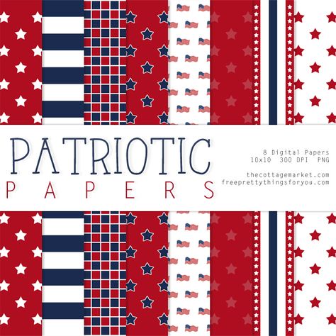 Digital Scrapbooking Freebies: Fourth of July Patriotic Papers Two - Free Pretty Things For You Digital Paper Freebie, Free Scrapbook Paper, Free Digital Scrapbooking Paper, Scrapbooking Freebies, Digital Paper Free, Digital Scrapbooking Freebies, Cottage Market, Free Digital Scrapbooking, Digital Scrapbook Paper