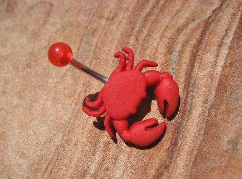 Virgo Crab Belly Button Jewelry Ring- Red Navel Piercing Nautical Scorpion Nautical Stud Bar Barbell Belly Piercings, Belly Button Piercing Jewelry, Body Decor, Button Piercing, Belly Button Jewelry, Cool Piercings, Belly Bars, Navel Piercing, Button Rings