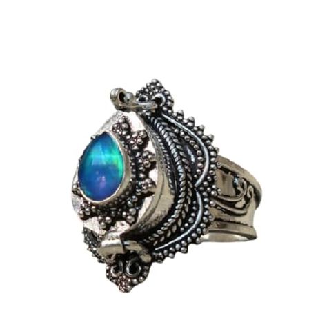 Aurora Opal Poison Ring,92.5 Sterling Silver Ring,Compartment Pill Box Ring,Handmade Locket Ring,Women's Ring,Gift For Her Handmade Locket, Aqua Chalcedony Ring, Aurora Opal, Poison Ring, Locket Ring, Chalcedony Ring, Box Ring, Aqua Chalcedony, Opal Ring