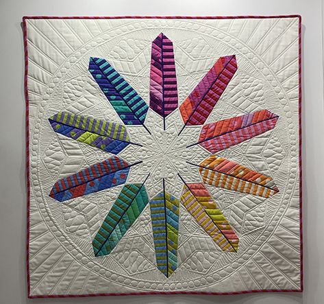 Native Blankets, Quilted Feathers, Arrow Quilt, Native American Quilt, Tula Pink Quilt, Kid Quilts, Feather Quilt, American Quilt, Pink Quilts