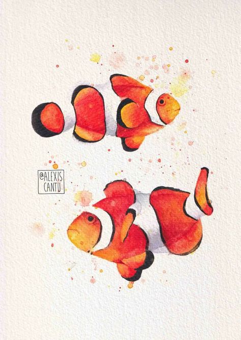 Watercolor Clown Fish, Clown Fish Painting, Celestial Elements, Best Fonts, Sea Life Art, Underwater Art, Watercolor Fish, Watercolor Paintings For Beginners, Clownfish