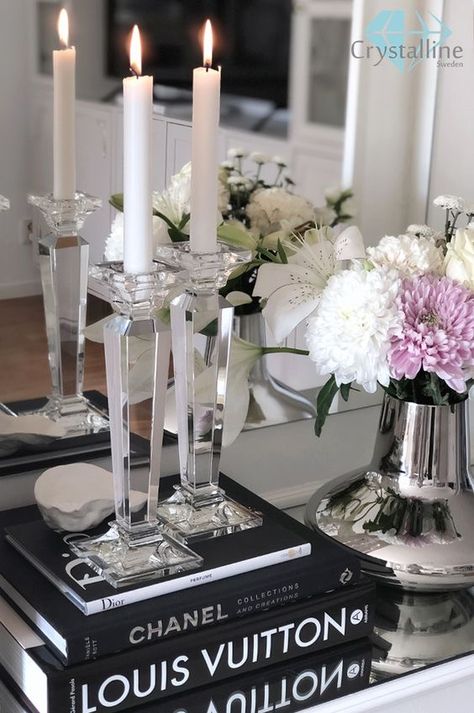 Cristal Candle Holders, Crystal Candle Stick Holder, Crystal Candlesticks Decorating With, Waterford Crystal Display Ideas, Candlestick Decor Ideas Living Rooms, Crystal Candle Holders Decor, Candle Stick Decor Ideas, Candle Holders Decor Ideas, Candle Stick Holders Decor