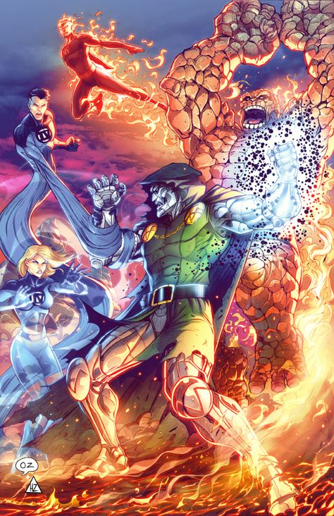 Fantastic Four vs Dr. Doom Sick Movie, Fantastic Four Marvel, Mister Fantastic, Dr Doom, Doctor Doom, Batman Spiderman, Comics Anime, Univers Marvel, Marvel Artwork