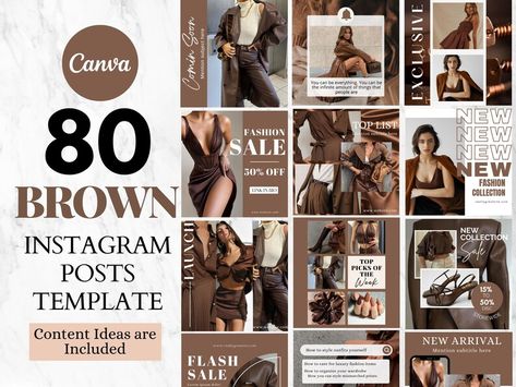 Instagram Post Template Canva, Brown Instagram Feed Branding, Coach Social Media Templates, Brown Instagram Posts, Creative Canva Designs - Etsy Portugal Brown Instagram Feed, Template Brown, Brown Instagram, Branding Coach, Canva Design, Instagram Post Template, New Top, Post Templates, Instagram Shop