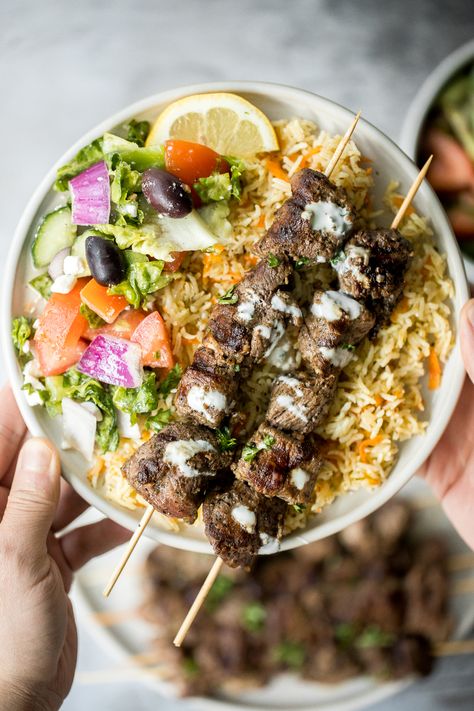 Greek Lamb Souvlaki Skewers | Ahead of Thyme Dinner Schedule, Souvlaki Skewers, Lamb Souvlaki, Best Lamb Recipes, Souvlaki Marinade, Saffron Chicken, Souvlaki Recipe, Greek Lemon Potatoes, Greek Lamb