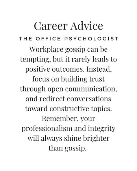 Remember that your professionalism and integrity will always shine brighter than participating in gossip. By setting a positive example and fostering a culture of respect and open communication, you contribute to a healthier and more collaborative work environment. 🤐 #NoGossip #Professionalism Workplace Gossip Quotes, Be Professional At Work Quotes, Gossip At Work Quotes, Unhealthy Work Environment, Respect At Work Quotes, Lack Of Communication Quotes Work, Gossip At Work, Work Gossip, Employee Lounge