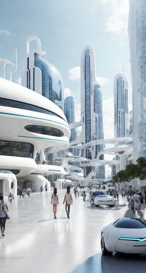 Future City Concept, Futuristic City Utopia, Future Technology Concept, Future Buildings, Eco City, Sci Fi City, Eco Architecture, Futuristic Art, Futuristic City