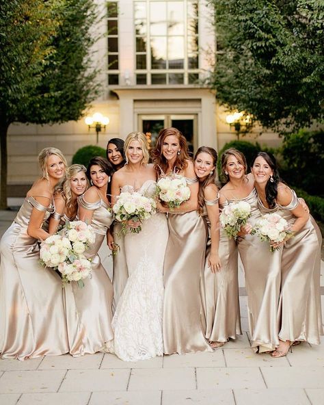 Modern Wedding Australia on Instagram: “We are just loving these champagne #bridesmaids gowns! @chardphoto #bridesmaids #bride #weddingdress #modernwedding” Champagne Gold Bridesmaid Dresses, Winter Wedding Bridesmaids, Best Wedding Colors, Wedding Color Trends, Champagne Bridesmaid Dresses, Champagne Bridesmaid, Gold Bridesmaid Dresses, Bridesmaid Colors, Winter Wedding Colors