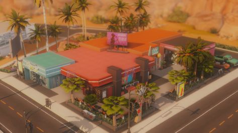 Karaoke + laundry + bowling + computer club Sims Bowling Alley, Sims 4 Bowling Alley, Sims4 Lookbook, Sims Room, Oasis Springs, Computer Club, Lotes The Sims 4, Karaoke Bar, Cozy Games