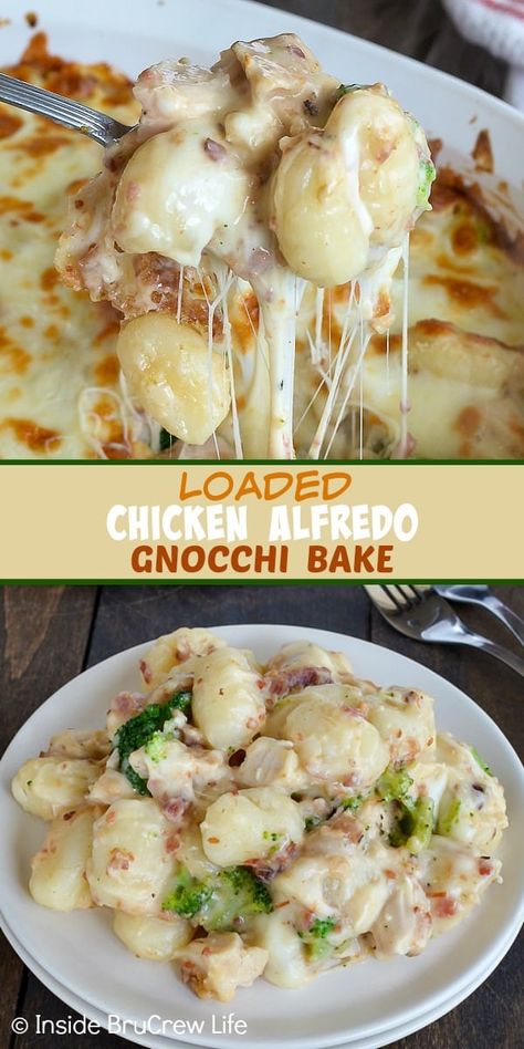 Dinners For One Person Healthy, Busy Night Dinners Families Easy Meals, 1 Person Dinner Ideas, Cheap Easter Dinner Ideas, Fast Easy Recipes Dinner, Alfredo Gnocchi Bake, Chicken Alfredo Gnocchi, Alfredo Gnocchi, Things To Make For Dinner