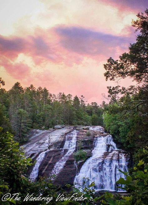 12. Mother Nature is at her finest during this sunset at High Falls. The DuPont State Forest is an amazing place to explore. Nc Travel, Cape Hatteras, Water Falls, Beautiful Sunrise, Blue Ridge Mountains, Great Smoky Mountains, Landscape Photos, Travel Ideas, Sunrise Sunset