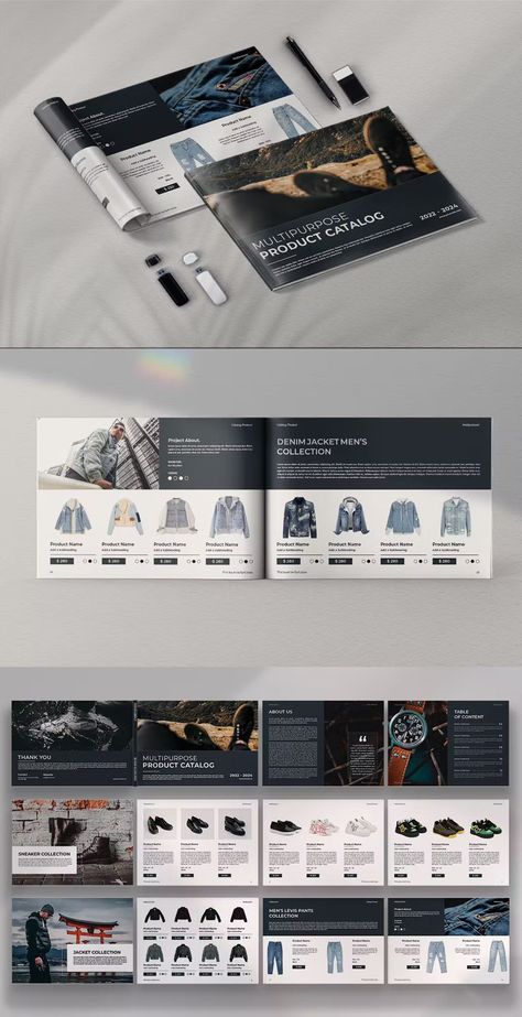 Multipurpose Catalog Brochure Template InDesign INDD - 32 pages Shoes Design, Print Templates, Brochure Design, Brochure Template, Magazine, Design