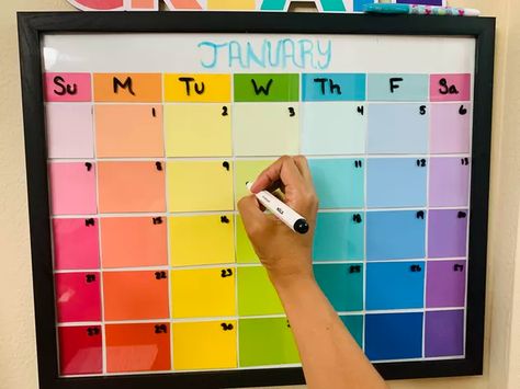 DIY Dry Erase Calendar | eHow Diy Dry Erase Board Calendar, Paint Swatch Calendar, Diy Dry Erase Calendar, Repurpose Picture Frames, Diy Dry Erase Board, Diy Whiteboard, Dry Erase Board Calendar, Valentines Letter, Whiteboard Calendar