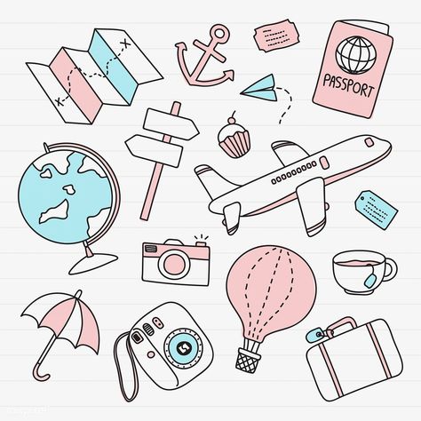 Travel Doodles, Tumblr Stickers, Bullet Journal Art, Travel Stickers, Bullet Journal Stickers, Mini Drawings, Bullet Journal Doodles, Journal Doodles, Bullet Journal Ideas Pages