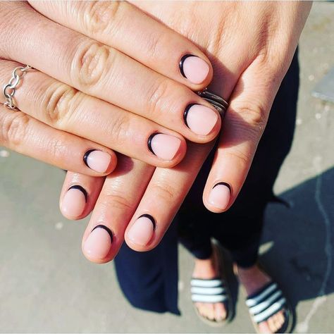 Reverse French Manicure Black, Black Reverse French Nails, Reverse Manicure French, Black Manicure Short, Reverse French Tip, Reverse Manicure, Sparkle French Manicure, French Manicure Glitter, Reverse French Nails