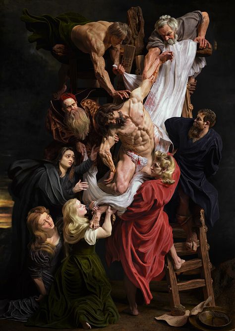 This is my first serious big project which is called . The oil painting was painted by Peter Paul Rubens. The first time i saw this painting, i was totally shocked and even could not tell the excat feeling. As you could see, the painting contained many emontions, such as depression, desperation and helplessness. So i decided to make a 3D version to express my understanding and feeling. Now here is it. Everything you can see was made by Zbrush. I enjoyed every seconds of using zbrush and appre Renisance Painting, Peter Paul Rubens Paintings, God Oil Painting, Oil Painting Wallpaper, Romanticism Paintings, Romanticism Art, Rubens Paintings, Famous Art Paintings, Caravaggio Paintings