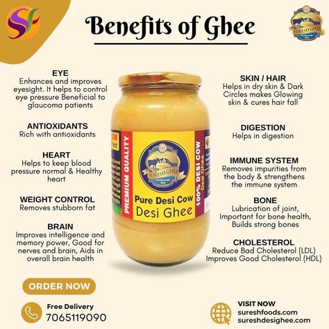 There are many benefits of consuming pure home-made ghee. If you consume desi ghee on a regular basis, it will boost your mental as well as physical strength. This will help in keeping your body fit and fighting off illnesses. Benefits Of Ghee, Ghee Benefits, Food Calorie Chart, Autoimmune Recipes, Healthy Superfoods, Food Health Benefits, Physical Strength, High Calorie Meals, Herbs For Health