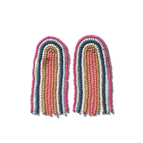 Earrings For Teachers, Rainbow Fringe, Brick Stitch Earrings, Handmade Earrings Beaded, Beaded Fringe, Coral Beads, Glass Seed Beads, Seed Bead Earrings, Brick Stitch