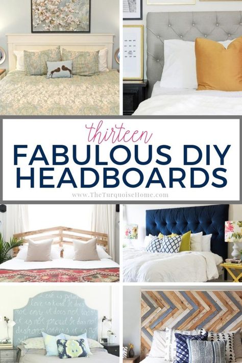 13 Fabulous DIY Headboard Ideas {How to Make a Headboard} Believe me that it's not as hard as it looks to make your own headboard! You'll be inspired to create a DIY headboard in no time!   #DIYheadboard #DIYheadboards #easyDIYheadboard #headboardideas #diyhomedecoronabudget How To Build A Headboard, Diy Fabric Headboard, Fabric Headboards, Diy Upholstered Headboard, Make Your Own Headboard, Make A Headboard, Diy Headboard Ideas, Headboard Projects, Farmhouse Headboard