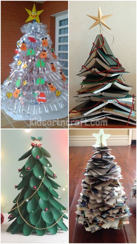 Recycled Christmas Tree Ideas Recycled Material Christmas Tree, Christmas Tree Recycled Materials, Recycled Christmas Tree Ideas, Paper Christmas Tree Diy, Recycled Christmas Tree, Cardboard Christmas Tree, Recycled Christmas, Christmas Tree Diy, Eco Friendly Christmas