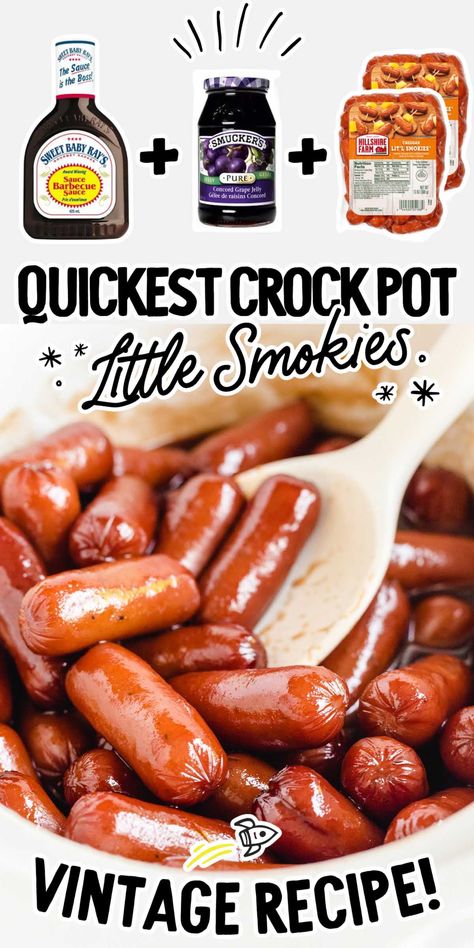 Crockpot Cocktail Links Party Meats Ideas, Easy Sides For Birthday Party, Mini Bbq Weenies Crock Pot, Bbq Weiners Lil Smokies Crockpot, Crock Pot Weiners Lil Smokies, Party Side Dishes Crockpot, Cocktail Little Smokies, Bbq Wieners Crockpot Lil Smokies, Easy Party Food Crock Pot