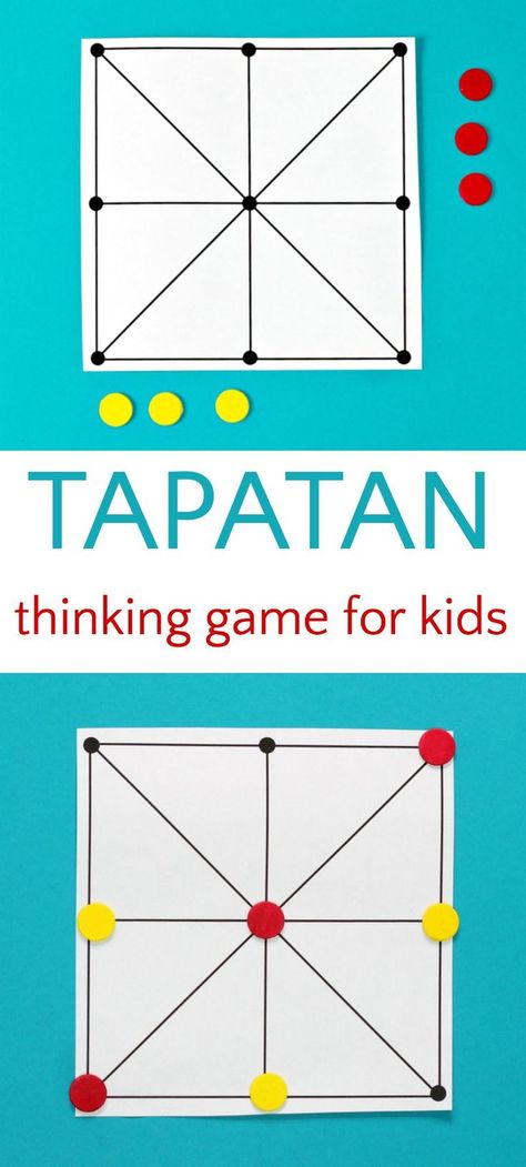 3 in a row abstract strategy game Tapatan. Great for math learning, too! #boardgames #familygames Felt Games, Thinking Games, Maths Games, Math Learning, Classroom Games, School Games, Game For Kids, Brain Games, Middle School Math