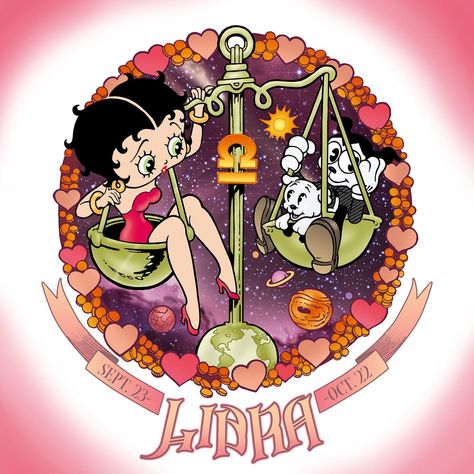 Betty Boop - Friendly, peaceful and charming...it’s LIBRA... Betty Boop Comic, 80s Cartoon Characters, Libra Art, Libra Season, Betty Boop Art, 80s Cartoon, Astrology Art, Zodiac Sign Libra, Libra Zodiac