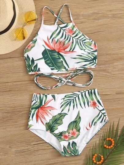 Shein Clothing, High Neck Bra, Backless Swimsuit, Swimsuits Outfits, Cute Bathing Suits, Cute Swimsuits, Swimsuits High Waisted, Beachwear For Women, Swimsuit Cover Ups