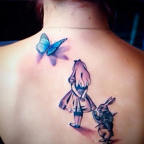 tattooinkspiration's photo on Instagram Alice And Wonderland Tattoos, 3d Butterfly Tattoo, Hip Thigh Tattoos, Wonderland Tattoo, Mushroom Tattoos, Clever Tattoos, Tattoo Style Drawings, Dream Tattoos, Disney Tattoos