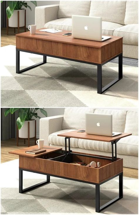 Coffee Table Functional, Living Room Table Storage, Diy Coffee Table With Storage, Coffee Table For Small Living Room, Apartment Coffee Table, Coffee Table In Bedroom, Cool Coffee Table, Storage Coffee Tables, Coffee Tables With Storage