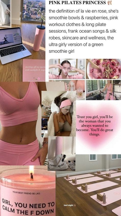 Pink Workout Clothes, Frank Ocean Songs, Green Smoothie Girl, Girl Workout Routine, Princess Charm School, Girl Workout, Pink Lifestyle, Pink Pilates, Dream Vision Board