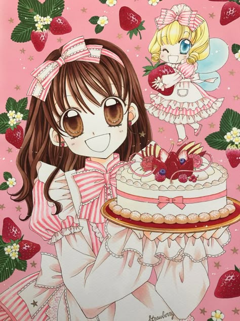 Yumeiro Patissiere, Photo 1, Strawberries, A Girl, Vanilla, Cake, Twitter, Anime, Patisserie