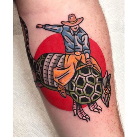 Armadillo Cowboy Hat Tattoo, Traditional Armadillo Tattoo, Armadillo Tattoo, Cowboy Hat Tattoo, Japanese Tattoo Artist, Cowboy Tattoos, Western Tattoos, Sick Tattoo, Tattoo Traditional